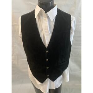 Scully Leather Black Suede Snap Front Vest With Cinch Strap Back Men’s Large